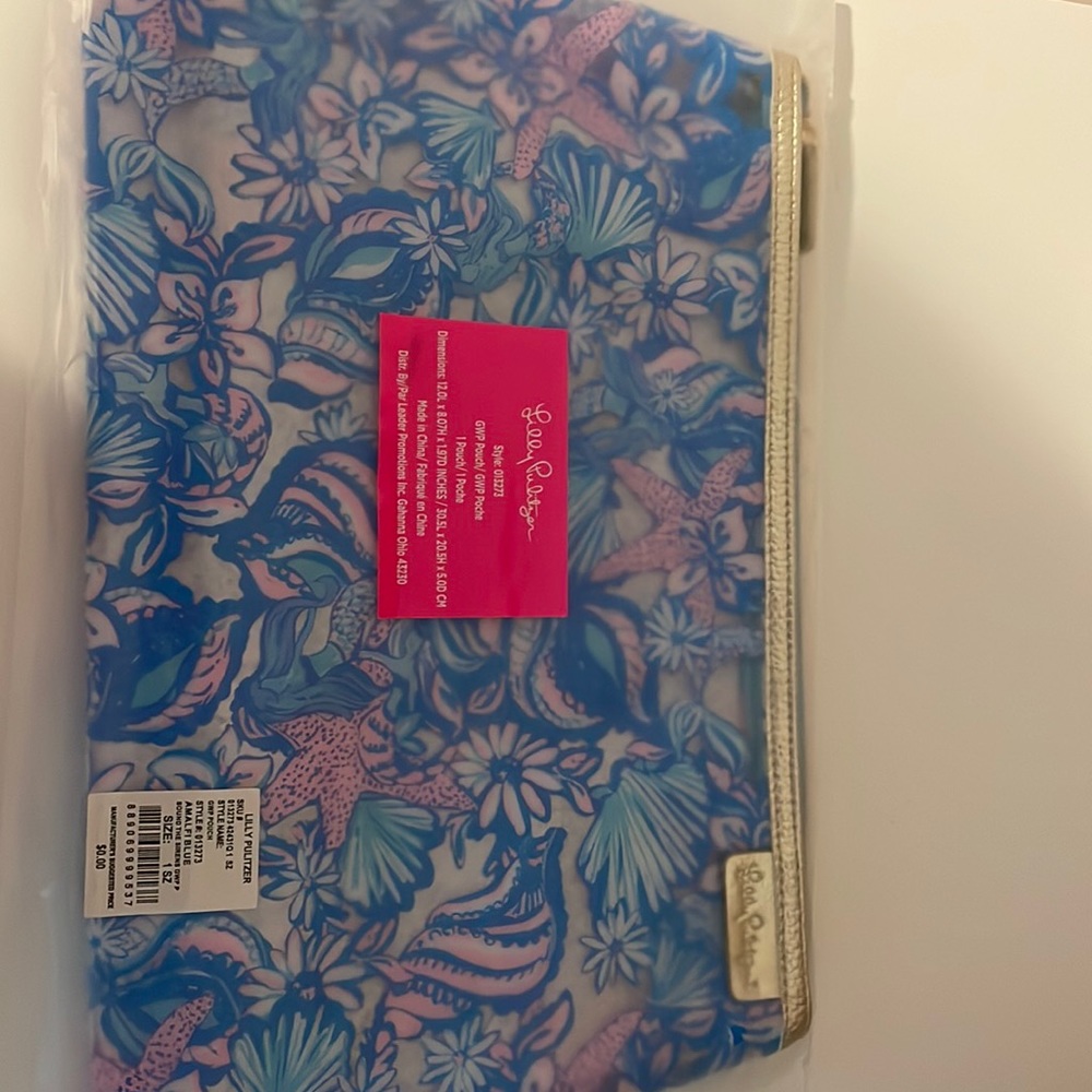 Lilly pulitzer amalfi blue pouch nwt